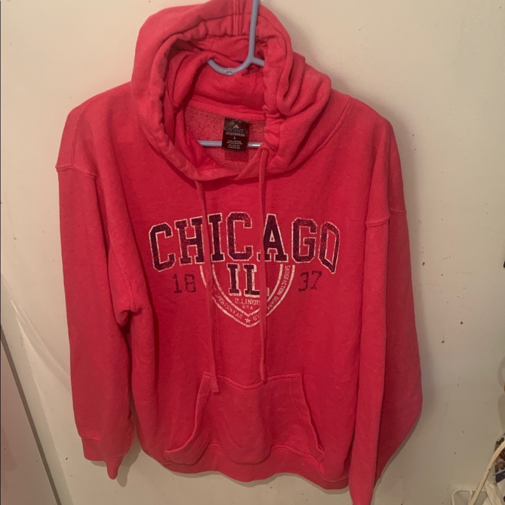 Ultra Soft Point Sportswear Red 54/46 Cotton Blend Chicago Hoodie SZ L